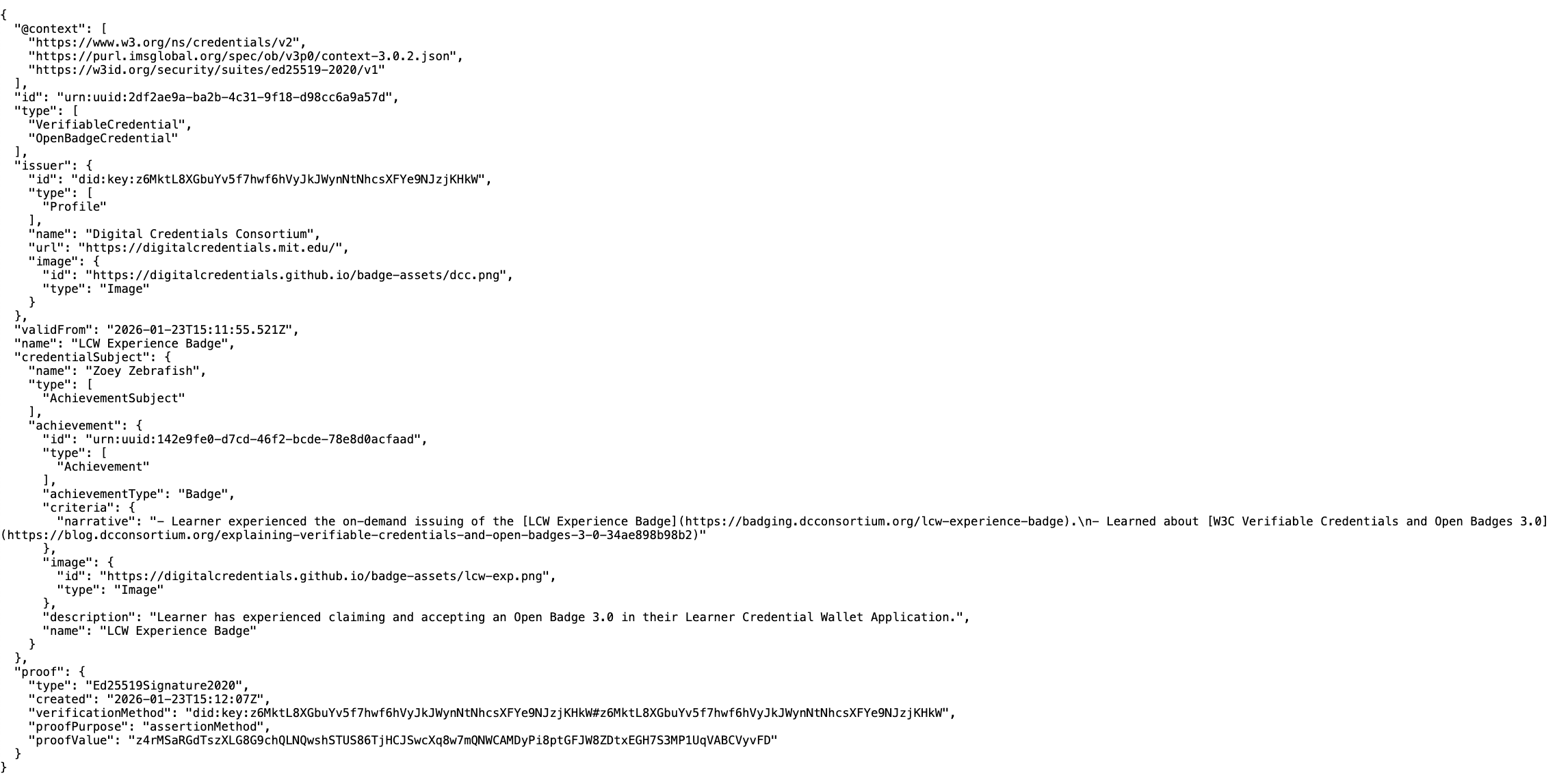 example JSON